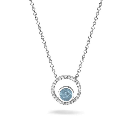 Ronde ashanger met zirkonia en ketting | 925 zilver