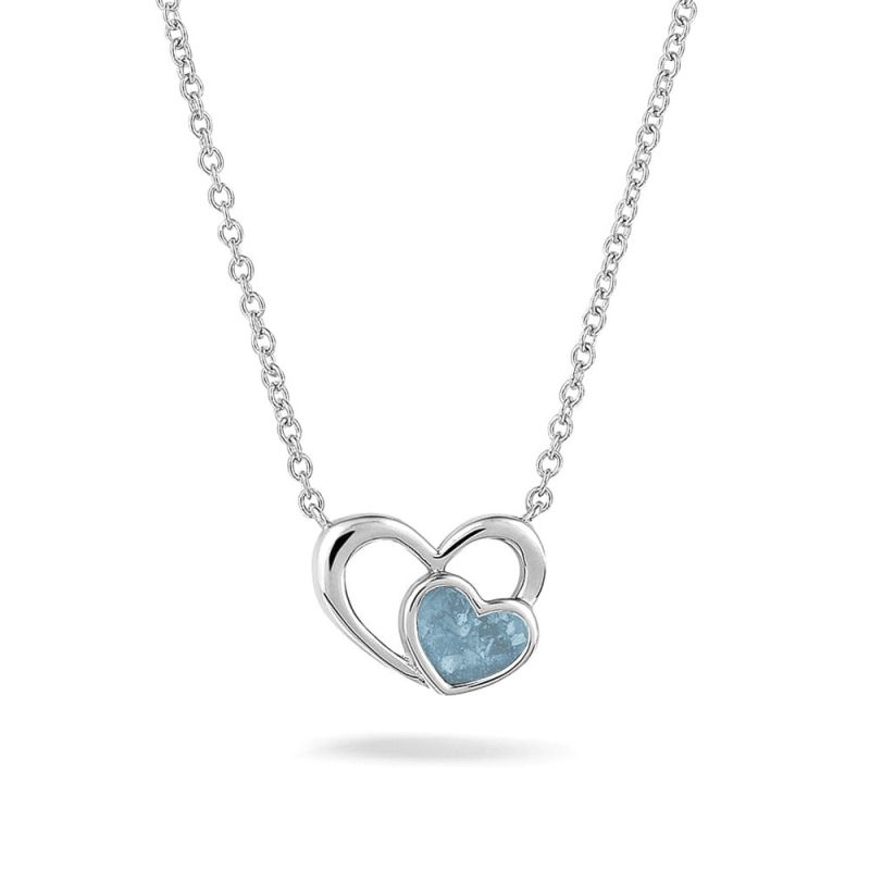 Dubbel hart ashanger met ketting | 925 zilver