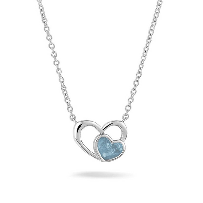 Dubbel hart ashanger met ketting | 925 zilver