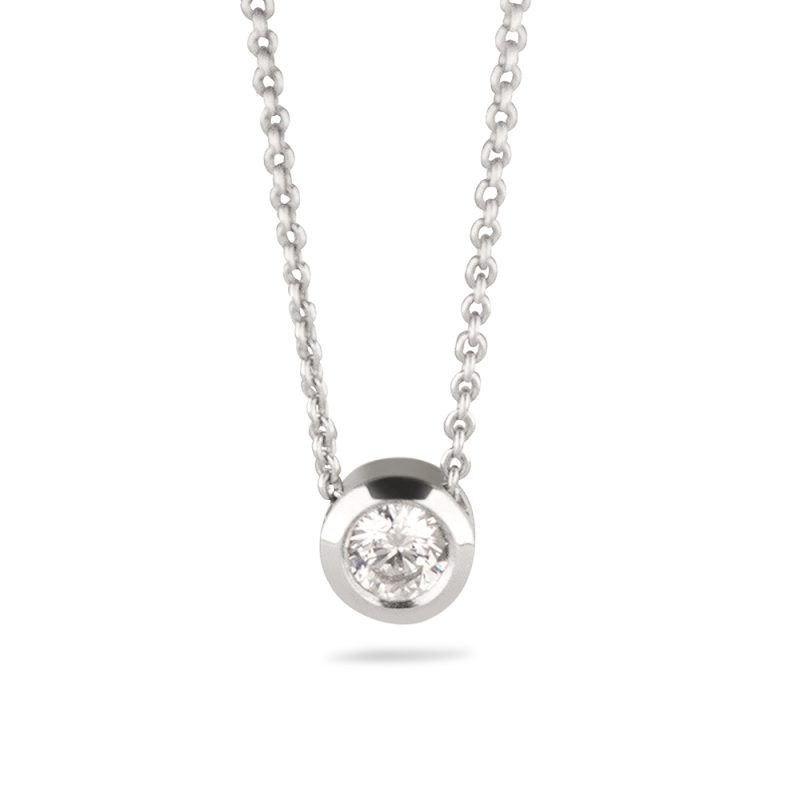 Ashanger met solitair zirkonia en ketting | 925 zilver