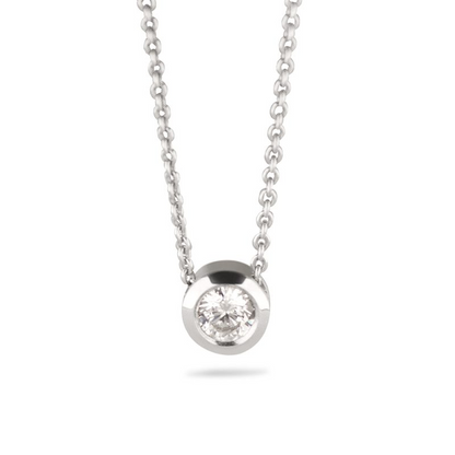 Ashanger met solitair zirkonia en ketting | 925 zilver