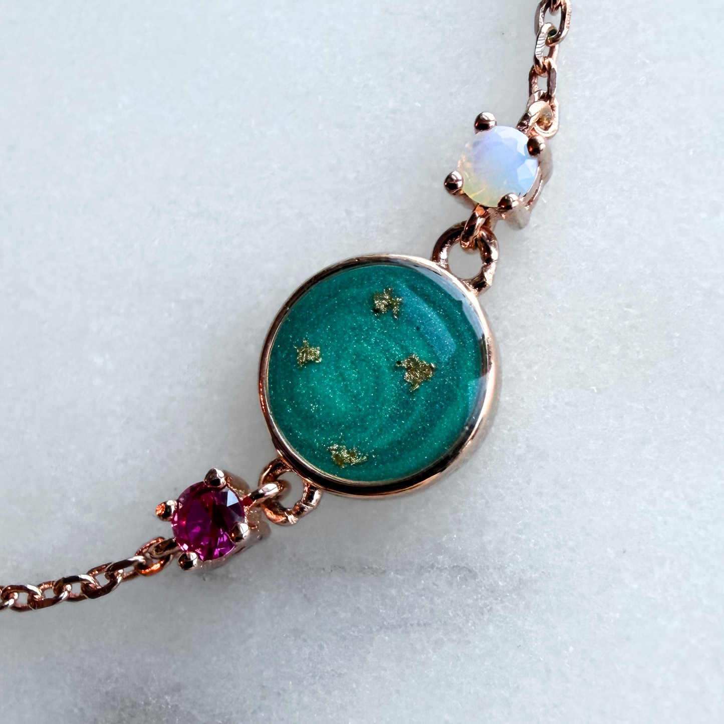 'Isa' | Dubbele geboortesteen armband met as